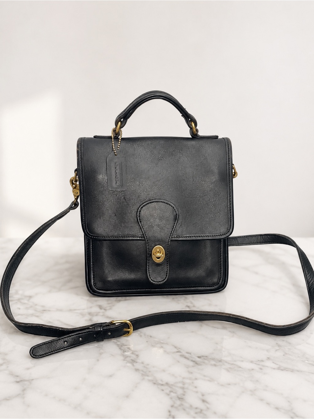 Vintage 1996 Coach Station Bag 5130 Black Glove Tanned Leather USA